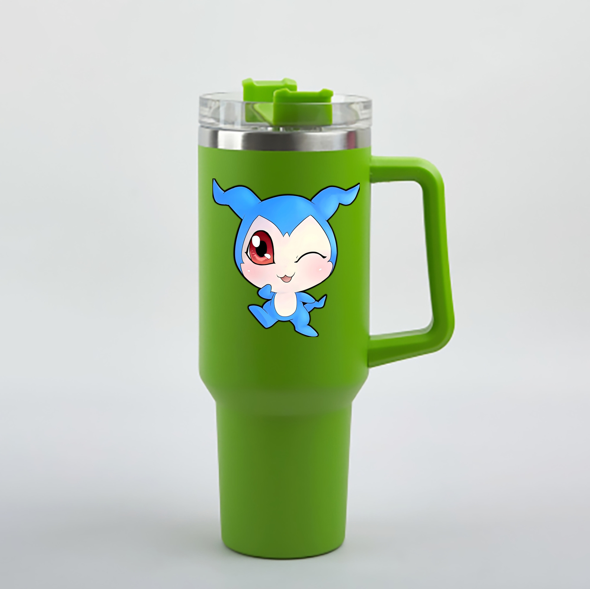 （画像用） Digimon デジタルモンスター/デジモン 1200mL車用タンブラー - クリスタルステッカー（プラスチックストロー付き）